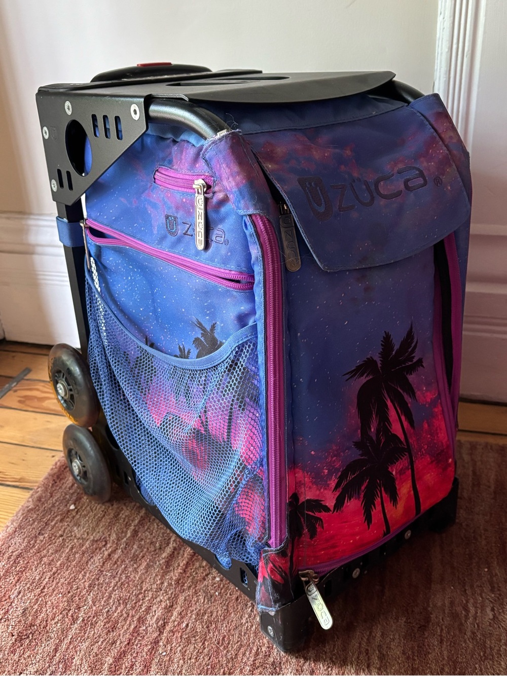 U Zuca Rolling Carry Bag in Purple Pink Sunset Palm Print